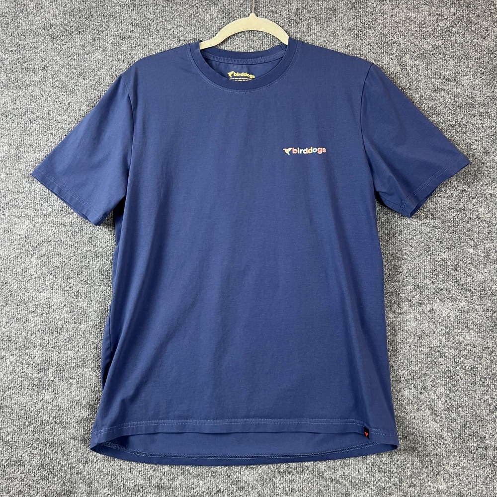 Birddogs Mens T-Shirt Navy Blue Graphic Logo Short Sleeve Size M Cotton Spandex